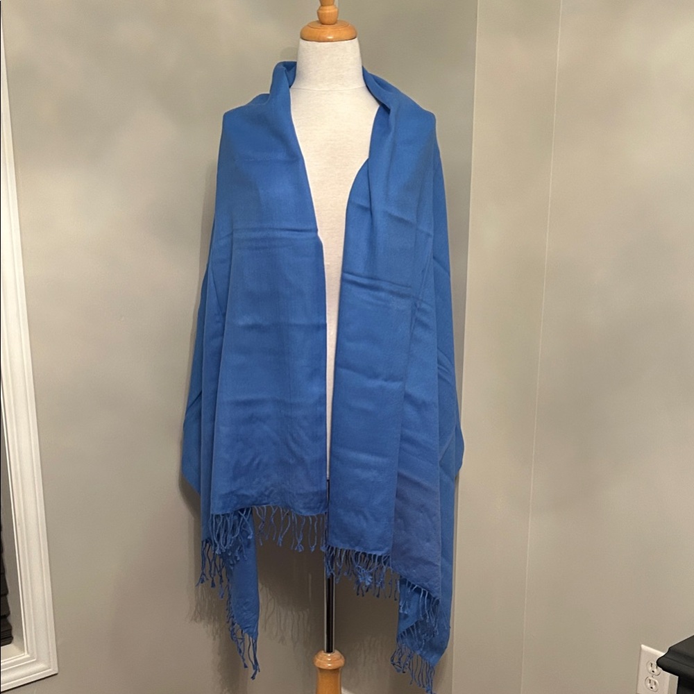 Blue Fringe Shawl